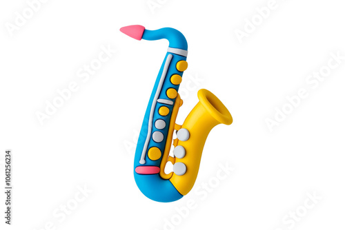 Colorful Cartoon Saxophone for Music Themes