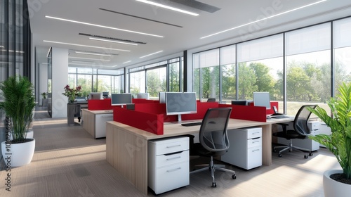 Modern Office Space with Collaborative Work Stations