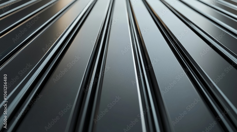 Obraz premium A close-up view of a textured surface with parallel lines, showcasing a sleek and modern design in a dark color.