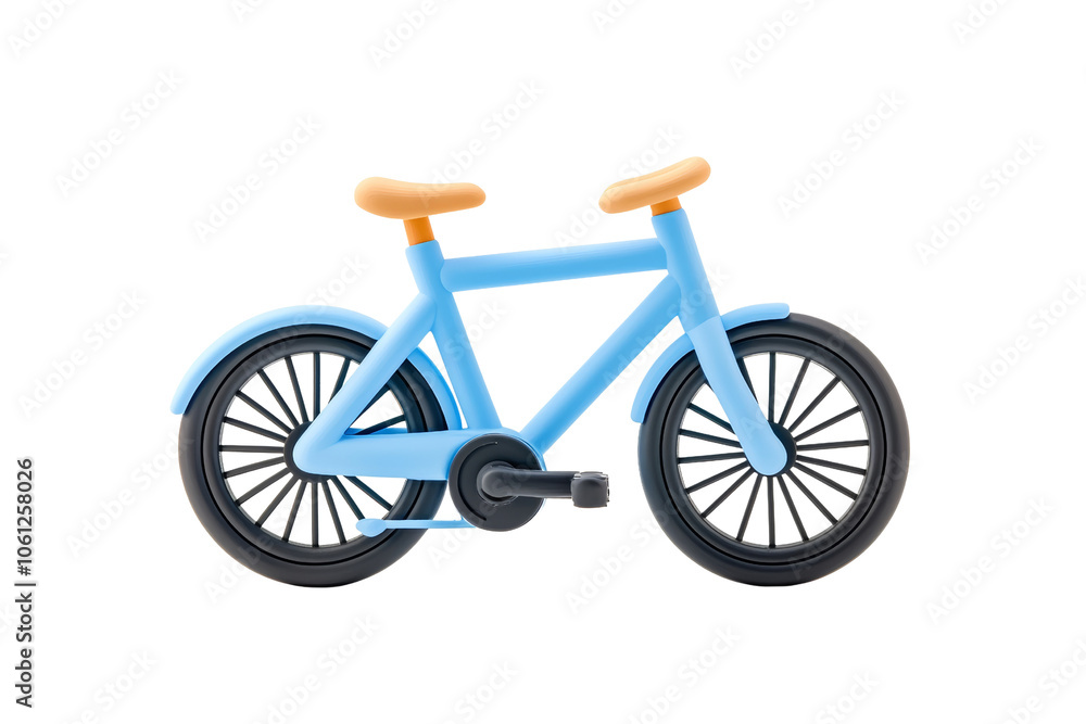 Fototapeta premium Bright Blue Bicycle with Orange Details for Children