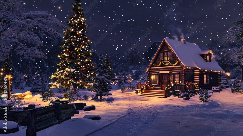 a festive Christmas background with a snowy landscape a festive Christmas background with a snowy landscape