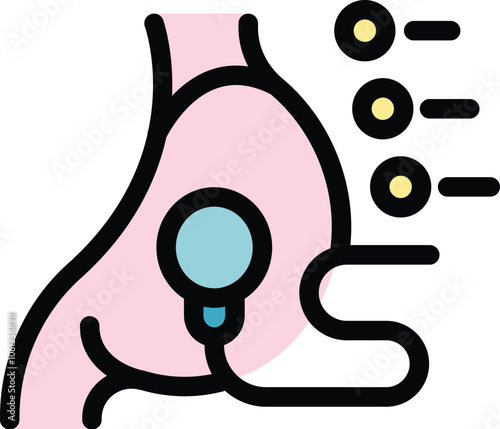 Cartoon vector illustration of a doctor using a stethoscope, listening to lungs for diagnosis of pneumonia, coronavirus, or other respiratory illness