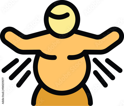 Overweight man spreading his arms and showing his big belly with stretch marks