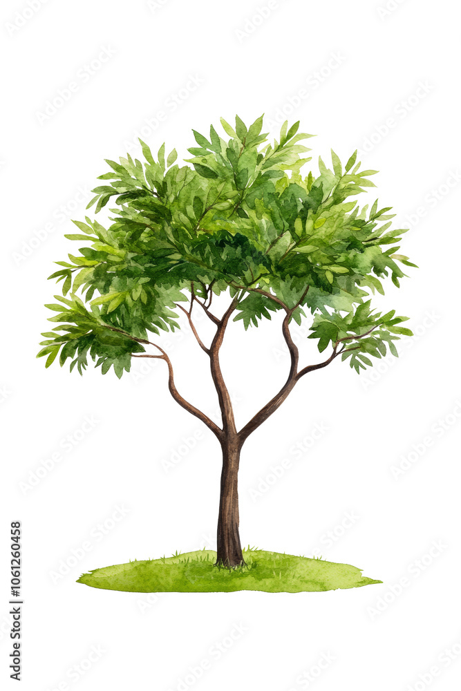 Lush Green Tree with Vibrant Leaves and Brown Trunk Lush Green Tree with Vibrant Leaves and Brown Trunk
