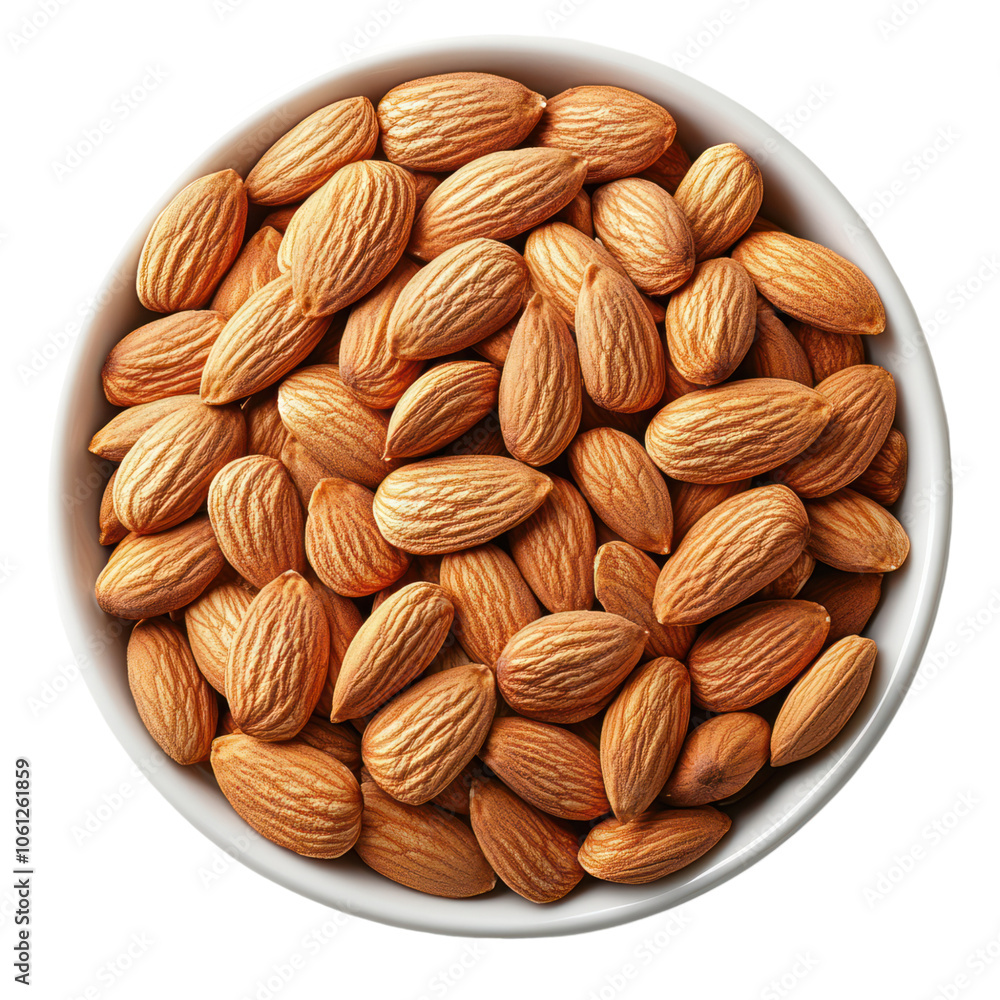 Almonds in a Bowl on Transparent Background Almonds in a Bowl on Transparent Background