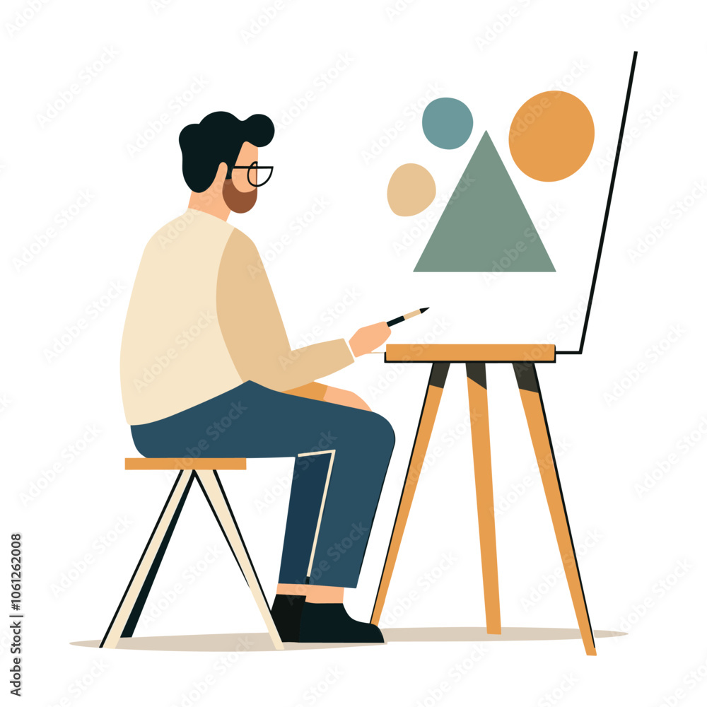Fototapeta premium Modern Artist Working on Abstract Shapes