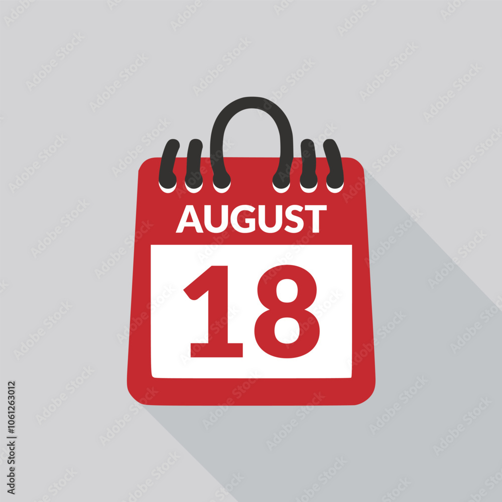 Fototapeta premium August 18 Calendar icon vector illustration.