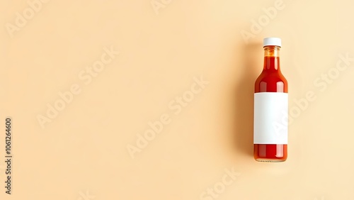 Hot Sauce Bottle on Beige Background