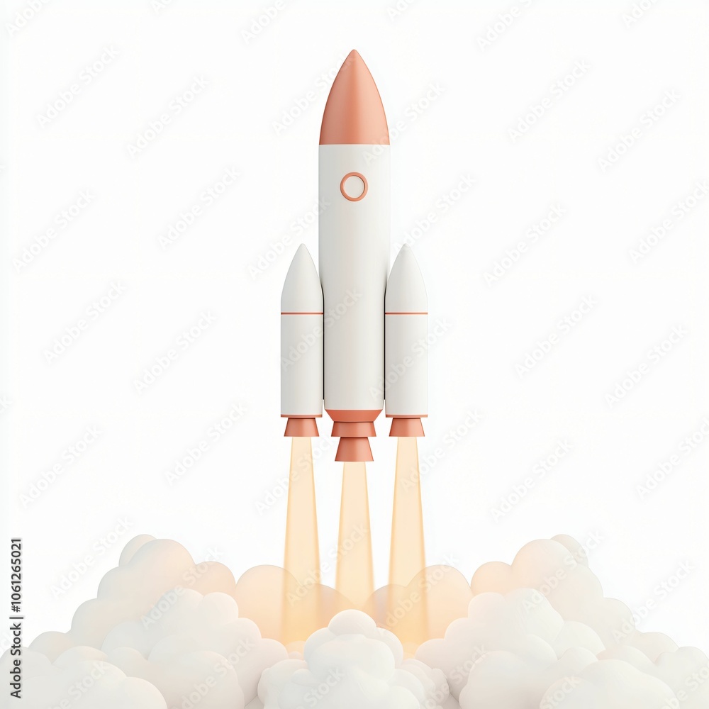 A sleek rocket launches amidst soft clouds, with vibrant flames igniting from its thrusters, symbolizing innovation and exploration. A sleek rocket launches amidst soft clouds, with vibrant flames igniting from its thrusters, symbolizing innovation and exploration.