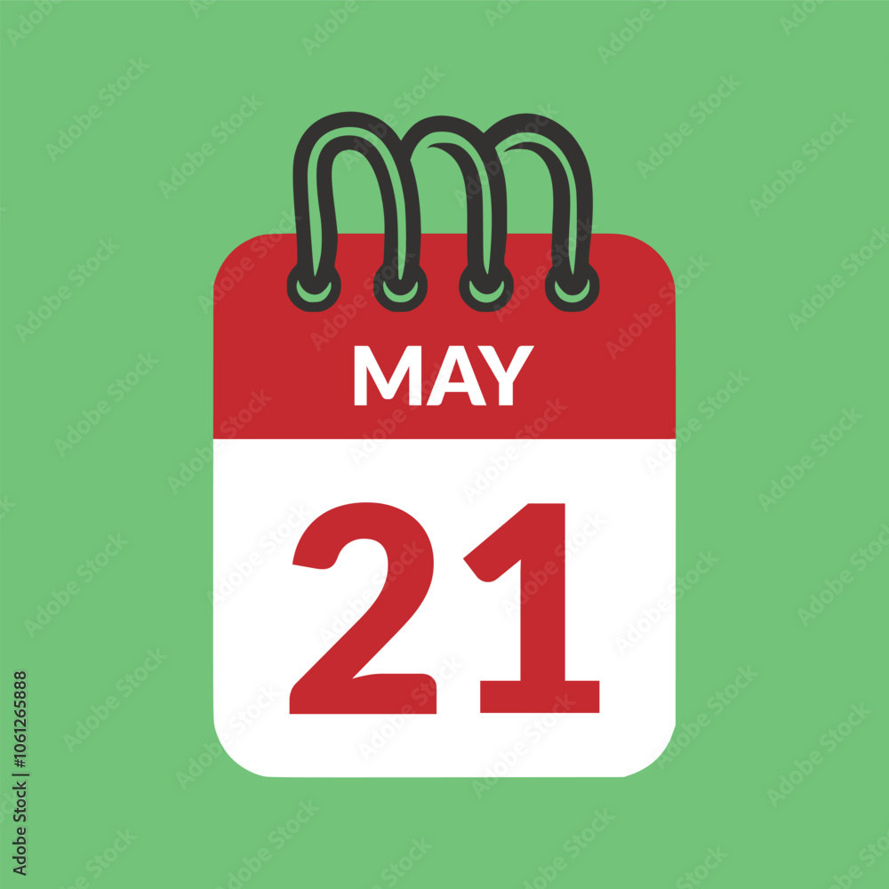 May 21 Calendar icon vector illustration. May 21 Calendar icon vector illustration.