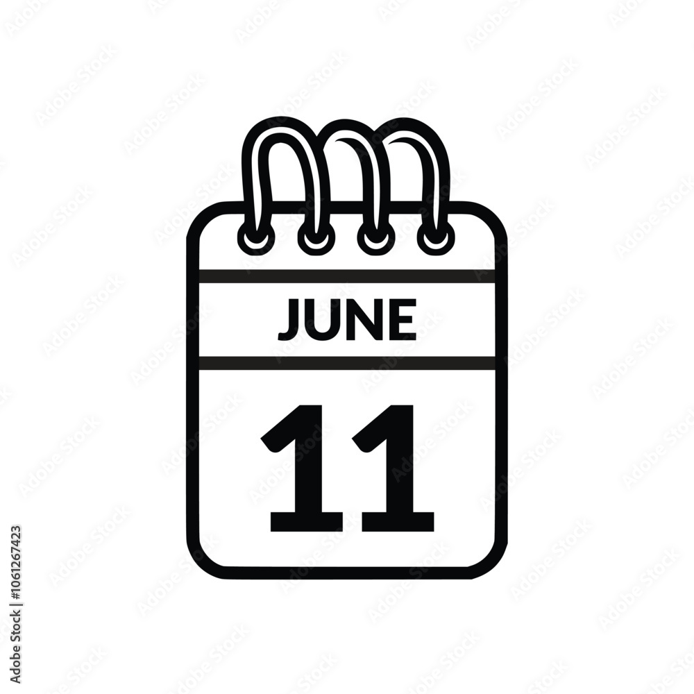 June 11 Calendar icon vector illustration. June 11 Calendar icon vector illustration.