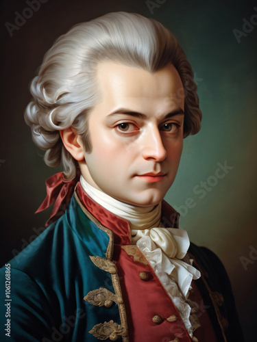 A captivating portrait of Mozart, the musical icon.