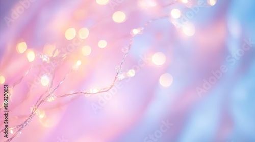 Abstract pink and blue background with glowing fairy lights.