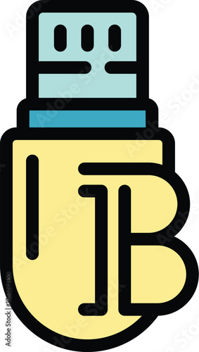 This vector illustration depicts a hardware wallet storing one bitcoin, emphasizing the concept of secure offline cryptocurrency storage