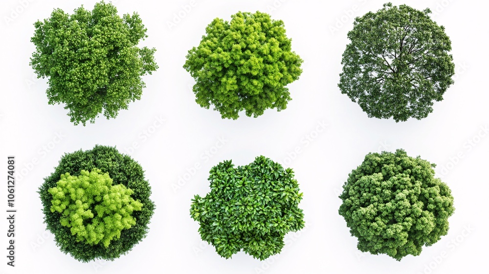 2410_097.birds-eye view of eight distinct tree crowns, vibrant green leafy textures, ranging from light to dark tones, circular shapes, natural foliage patterns, clean white backdrop 2410_097.birds-eye view of eight distinct tree crowns, vibrant green leafy textures, ranging from light to dark tones, circular shapes, natural foliage patterns, clean white backdrop