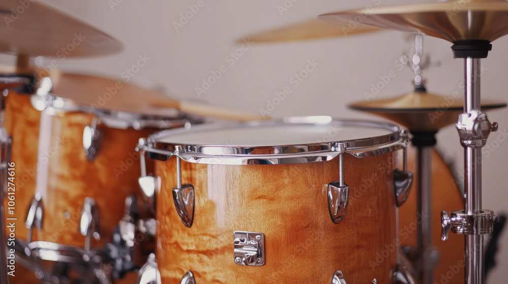 Obraz premium Close-Up of Acoustic Drum Set in Studio