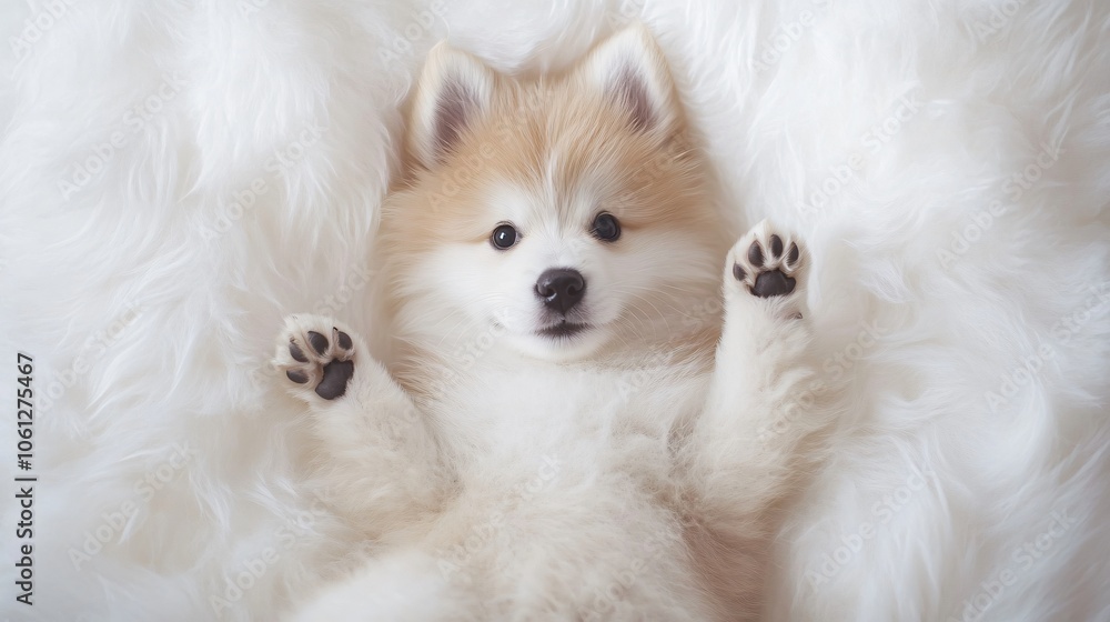 Adorable Puppy Relaxing on a Fluffy Blanket Adorable Puppy Relaxing on a Fluffy Blanket