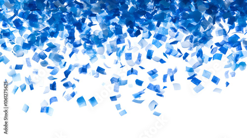 Blue confetti isolated on white background