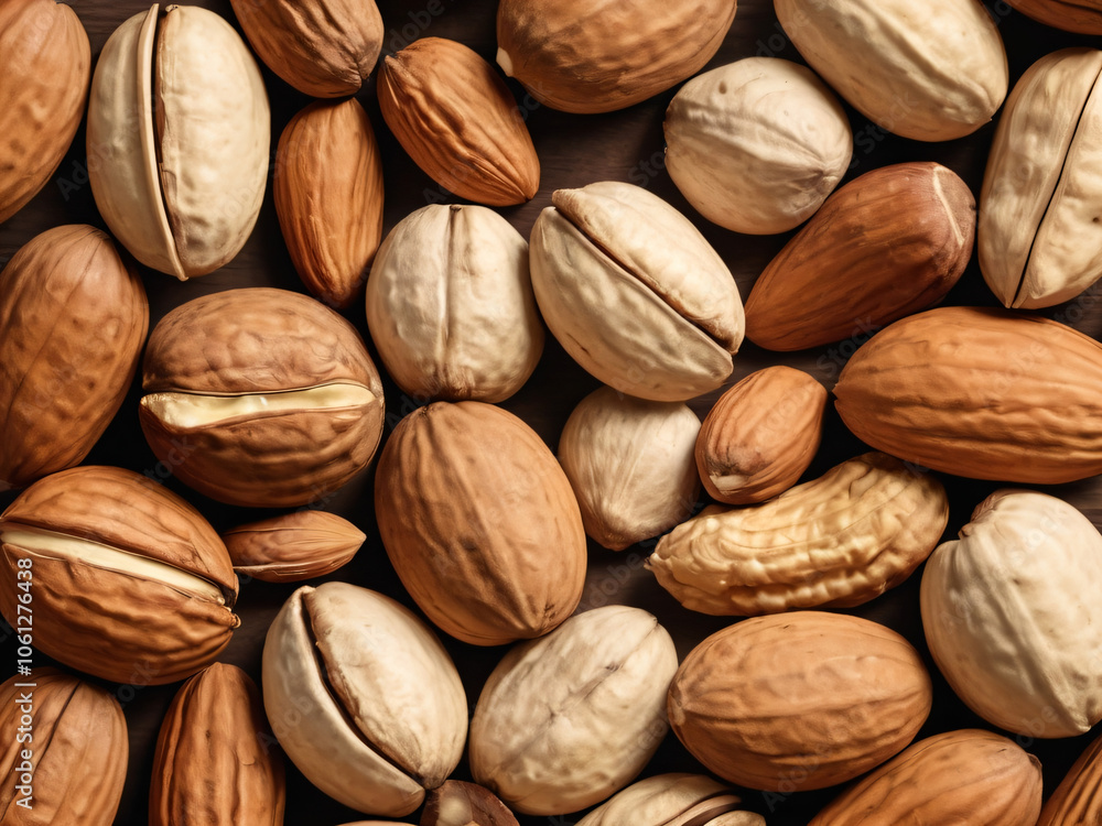 A close-up shot of mixed nuts in a decorative bowl. A close-up shot of mixed nuts in a decorative bowl.