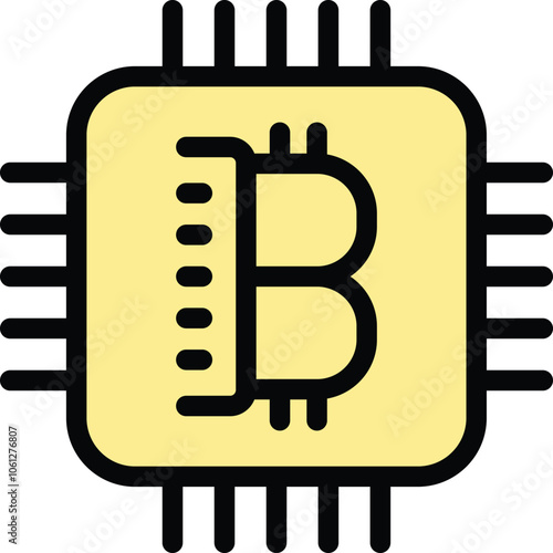 Microchip is processing cryptocurrency, represented by the bitcoin symbol