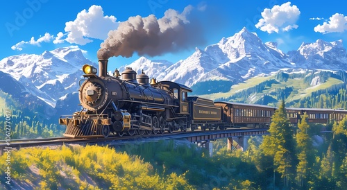 Fototapeta Naklejka Na Ścianę i Meble -  train in the mountains