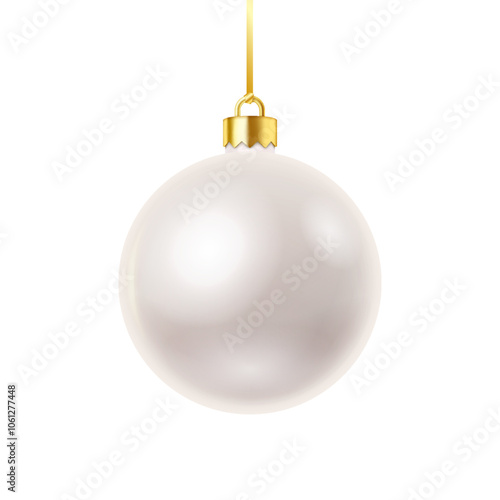 Blank glossy Christmas bauble realistic vector illustration object. New year celebration sphere decor 3d object image on white background