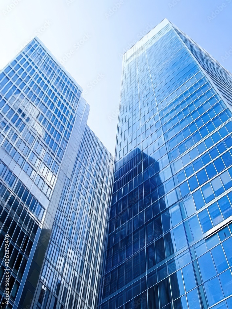 Modern skyscrapers reflecting the sky, showcasing contemporary architectural design. Modern skyscrapers reflecting the sky, showcasing contemporary architectural design.
