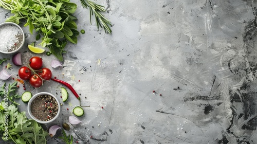 Selection of Clean Eating Options on Concrete Background photo