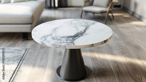 modern white marble side table in minimalist interior design