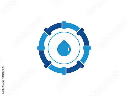 plumbing pipe shape circle service design vector icon on transparent background