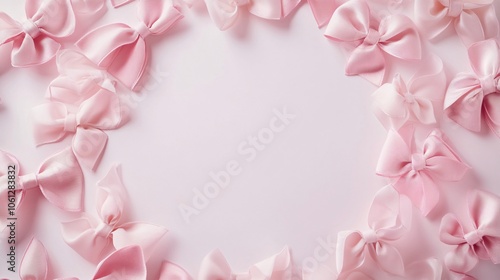 95.A charming border made of soft pink cartoon bows, placed around the frame’s edges, with a feminine and playful aesthetic, ideal for celebratory designs like Valentine’s Day or bridal showers.