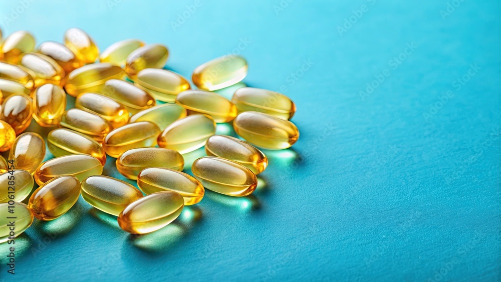 fish oil capsules sitting on blue paper, health, nutrition, supplements, omega-3, vitamins, clear, shiny, vibrant, natural fish oil capsules sitting on blue paper, health, nutrition, supplements, omega-3, vitamins, clear, shiny, vibrant, natural
