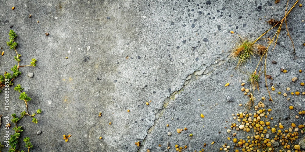 Slime-covered gray concrete background with a few scattered gray rocks and some dried-up gray plant matter, urban decay, concrete, muted colors Slime-covered gray concrete background with a few scattered gray rocks and some dried-up gray plant matter, urban decay, concrete, muted colors