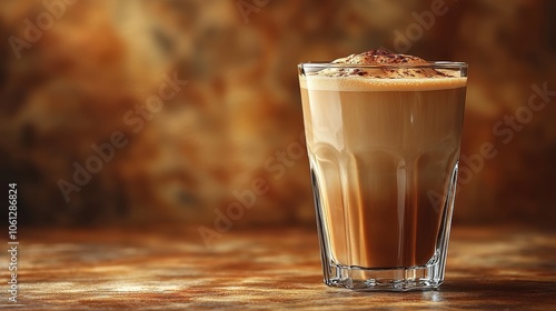 Creamy Mocha Coffee in a Glass with Minimal Background