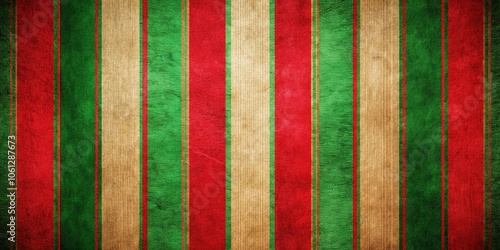 Vivid Christmas themed textured vertical stripes in red and green