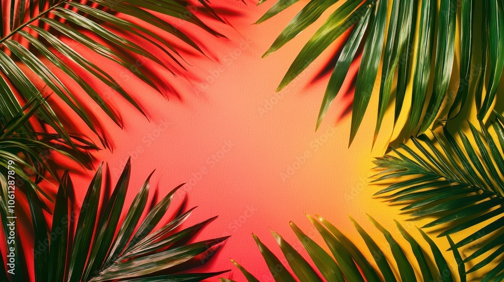 Vibrant Tropical Background with Green Leaves Vibrant Tropical Background with Green Leaves
