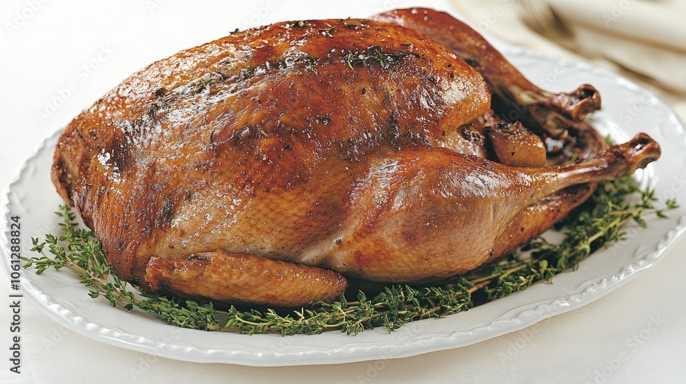 Roasted Turkey with Fresh Herbs on a Platter Roasted Turkey with Fresh Herbs on a Platter