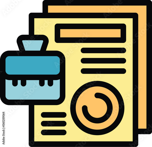 Illustration of a notary public stamping a document for legalization
