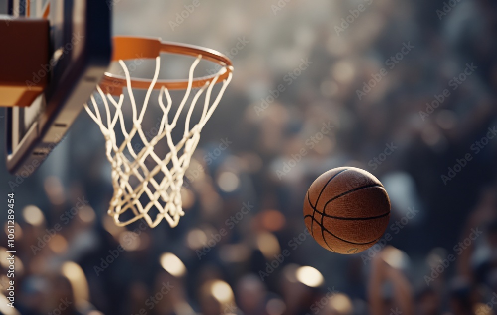 Fototapeta premium Basketball Hoop Net Ball Game Sport Competition Success Goal Action Play