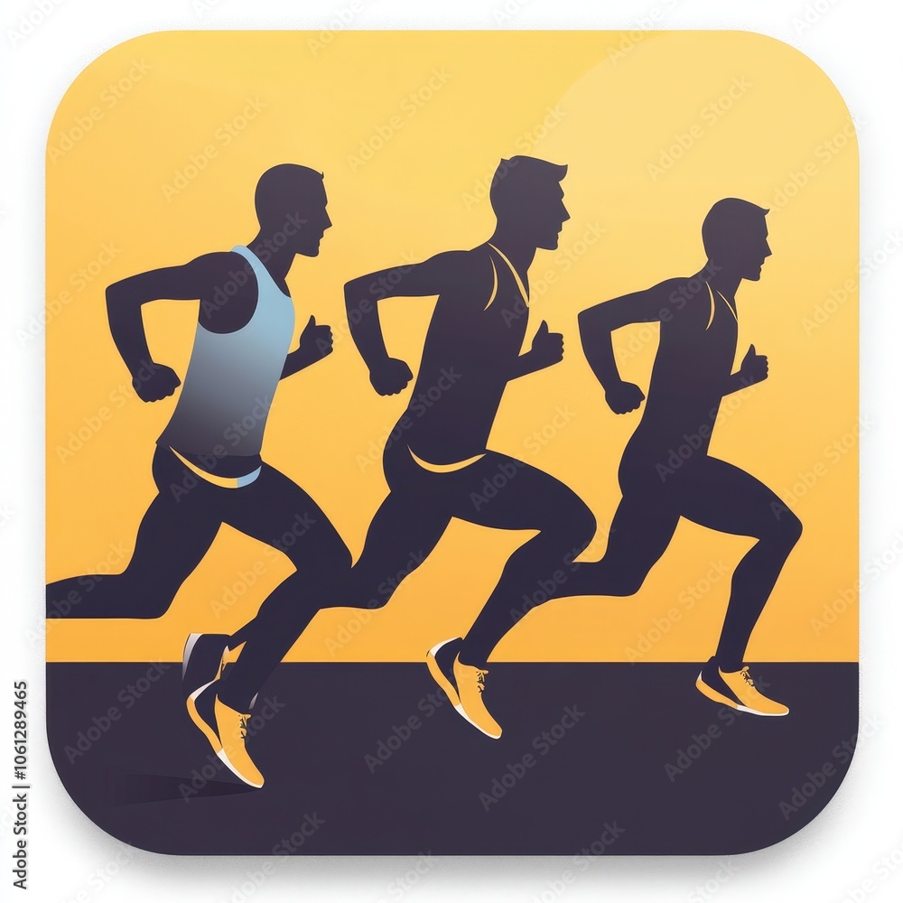 This stylish app icon features a dynamic design of marathon runners in ...