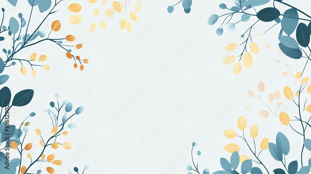 5.A flat, abstract floral border with the silhouettes of delicate branches and leaves, forming an airy and natural background frame for text or imagery. 5.A flat, abstract floral border with the silhouettes of delicate branches and leaves, forming an airy and natural background frame for text or imagery.