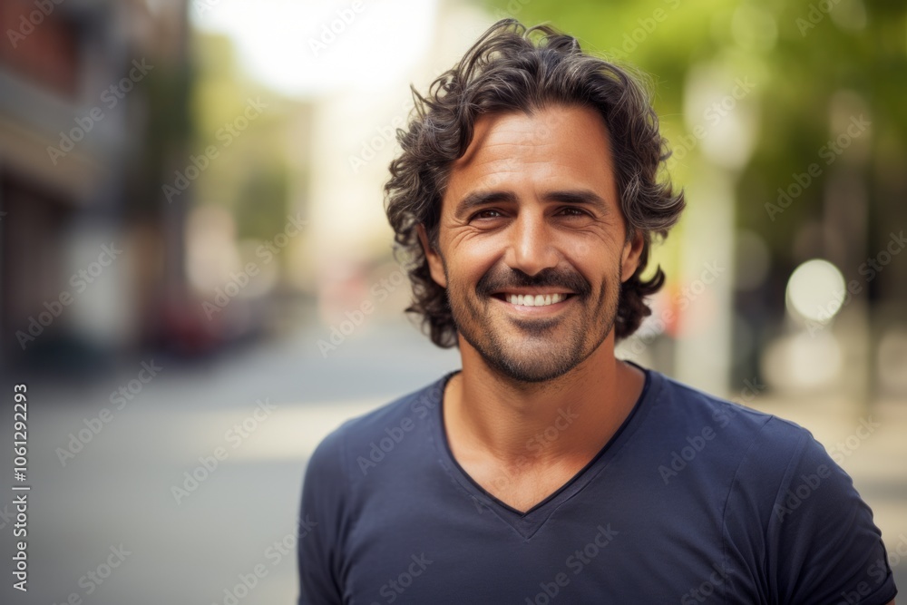 portrait of handsome man smiling in the city, european portrait of handsome man smiling in the city, european