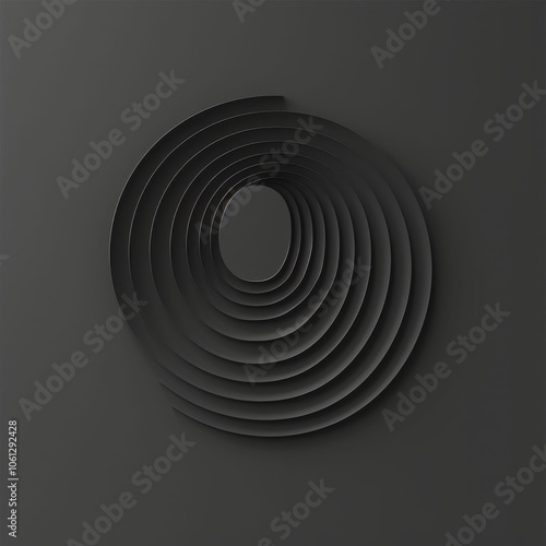 Sleek black circular design with layered waves creating modern aesthetic. This geometric logo embodies simplicity and elegance, perfect for contemporary branding