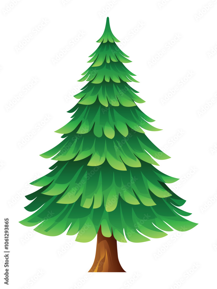Fototapeta premium Pine tree vector cartoon illustration isolated on white background