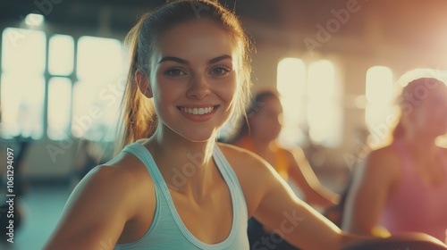 Wallpaper Mural Active young adults in fitness class, royalty-free high-resolution photo for wellness advertising Torontodigital.ca