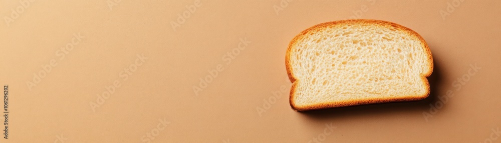 A Single Slice of Toasted Bread on a Tan Background A Single Slice of Toasted Bread on a Tan Background