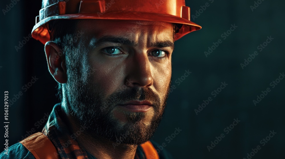 Construction worker in a hardhat, high-quality royalty-free image for industry marketing with multi-country licensing Construction worker in a hardhat, high-quality royalty-free image for industry marketing with multi-country licensing