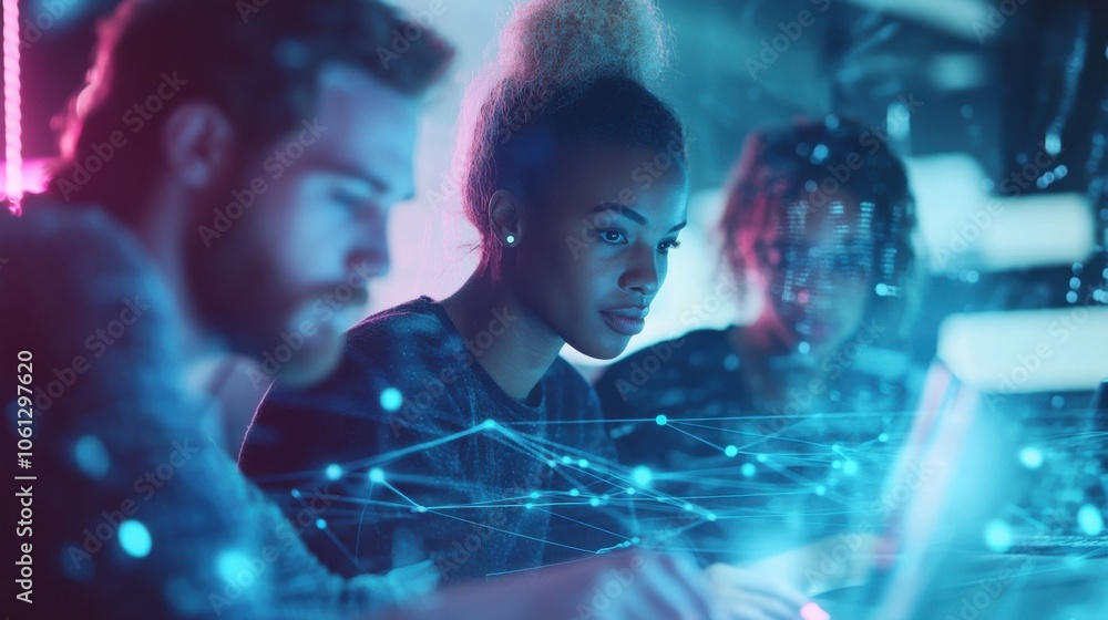Diverse group in a tech workshop, royalty-free image for educational and business marketing Diverse group in a tech workshop, royalty-free image for educational and business marketing