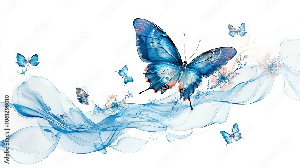 a butterfly in motion, showcasing its delicate wings, ideal for representing transformation and beauty, isolated on a bright white background for clarity a butterfly in motion, showcasing its delicate wings, ideal for representing transformation and beauty, isolated on a bright white background for clarity