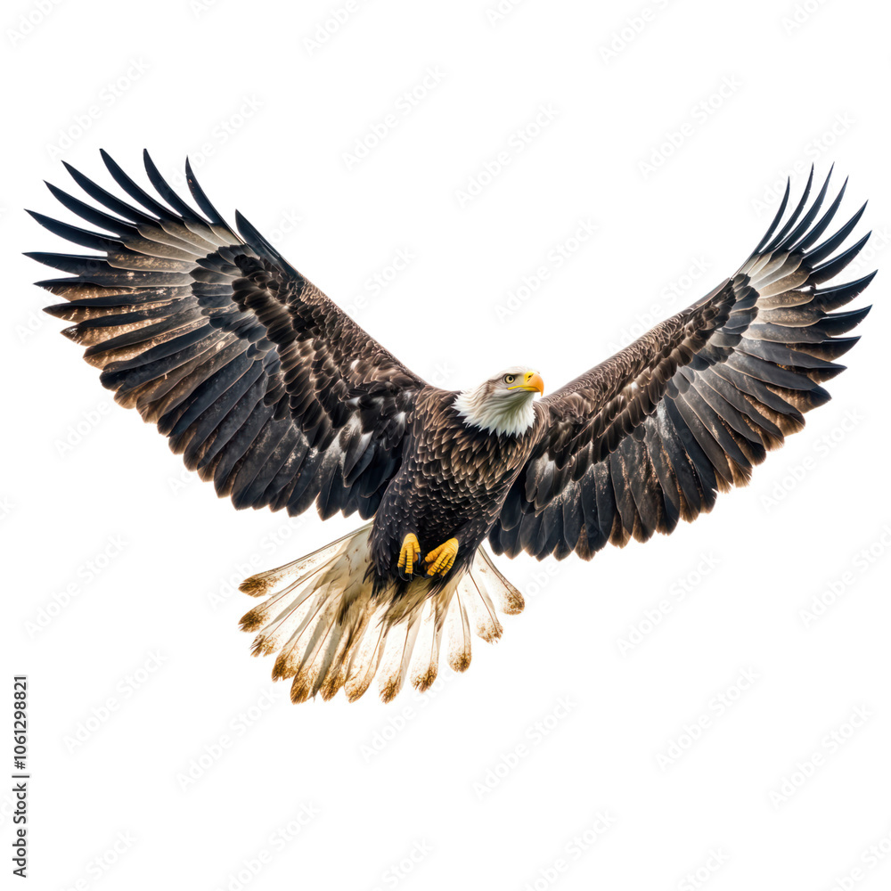 Naklejka premium Bald Eagle in Flight on Transparent Background